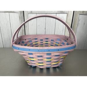 Dresden & Company Woven Pastel Blue Pink Basket Made USA 2024 Longaberger Like